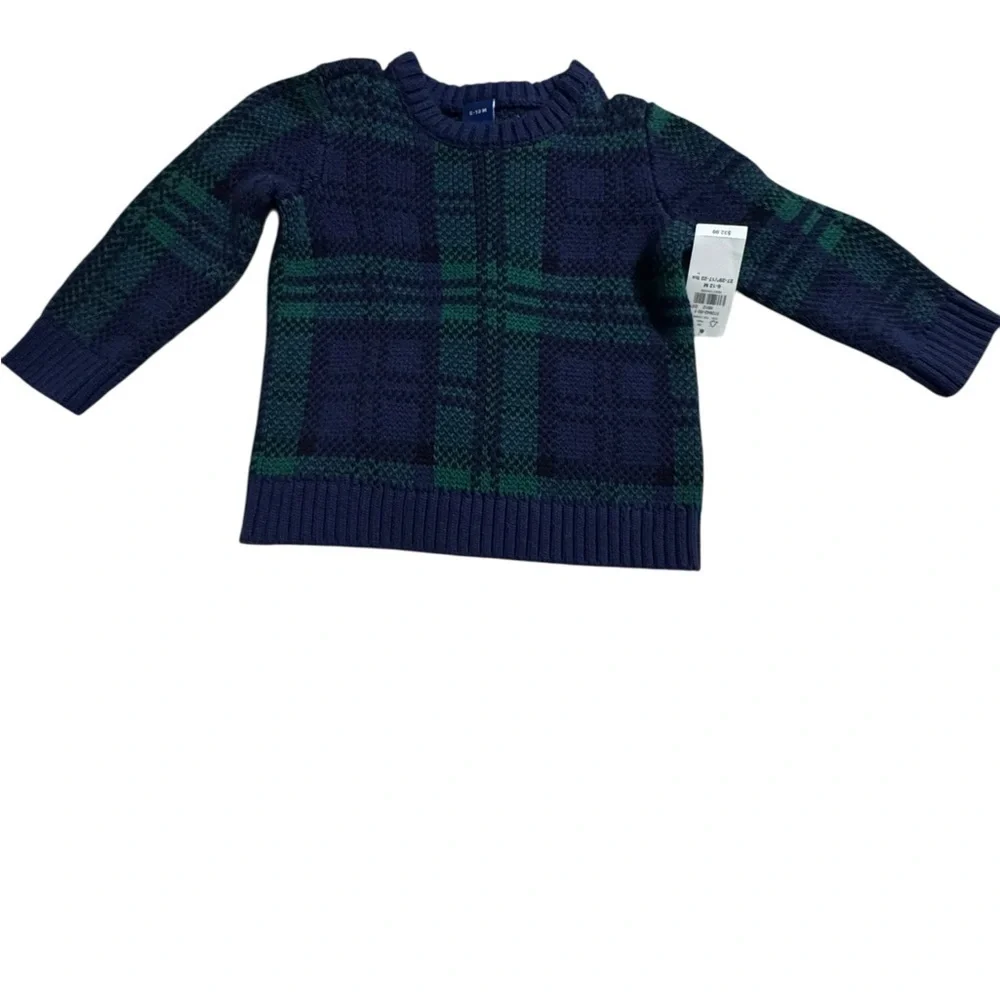 Old Navy Kids Plaid sweater Set - Navy and Green